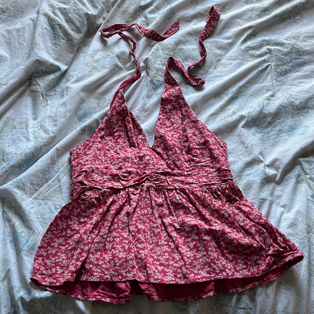 Red Floral Halter Top